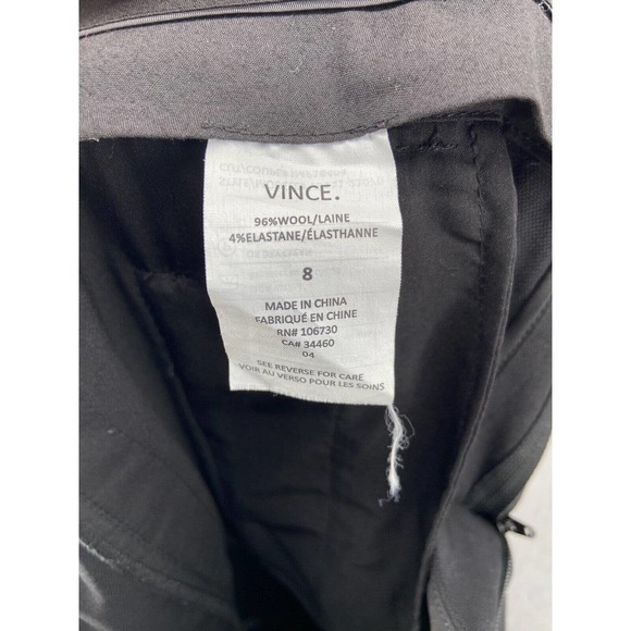 Vince Pants Womens Sz 8 Wool Tuxedo Stripe Slim‎ Straight Skinny Bottoms Trouser - Picture 9 of 11
